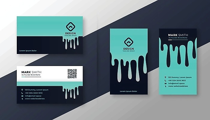 EPS 해외이미지 템플릿 비즈니스 명함 명함템플릿 사람없음 세트 남색 QR코드 민트색 브랜딩 컬러 파일형식 벡터 이미지허브