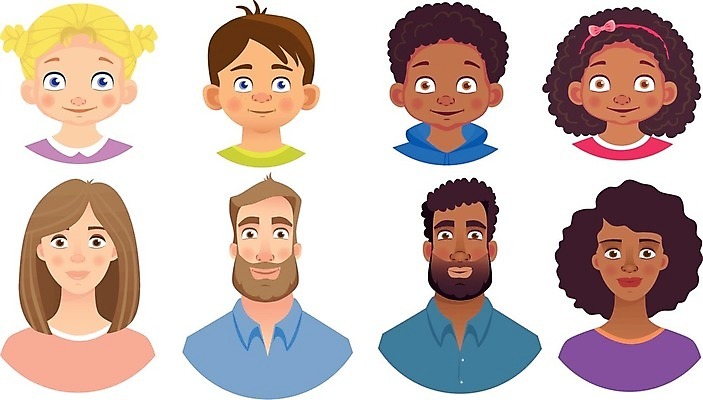 EPS 해외이미지 여자 남자 감정 어린이 인물캐릭터 일러스트 표정 소년 여러명 상반신 성인 세트 호러 해외일러스트 일러캐릭터 캐릭터 다수 사람 공포 파일형식 벡터 이미지허브