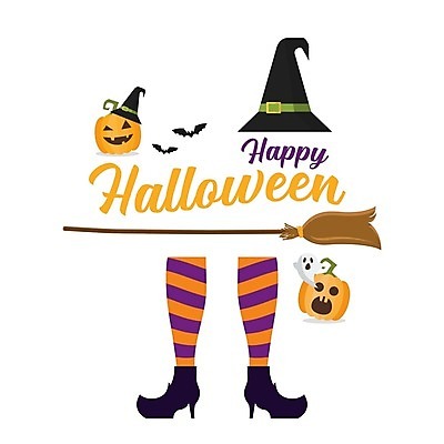 EPS 해외이미지 구두 신발 일러스트 사람없음 할로윈 유령 마녀모자 마녀복장 마법빗자루 잭오랜턴 해외일러스트 모자_잡화 빗자루 이벤트의상 파일형식 벡터 이미지허브