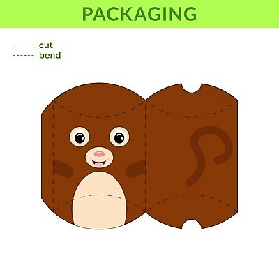 EPS 해외이미지 가방 일러스트 사람없음 원숭이 종이접기 DIY 전개도 해외일러스트 잡화 종이 포유류 취미 접기 파일형식 벡터 이미지허브