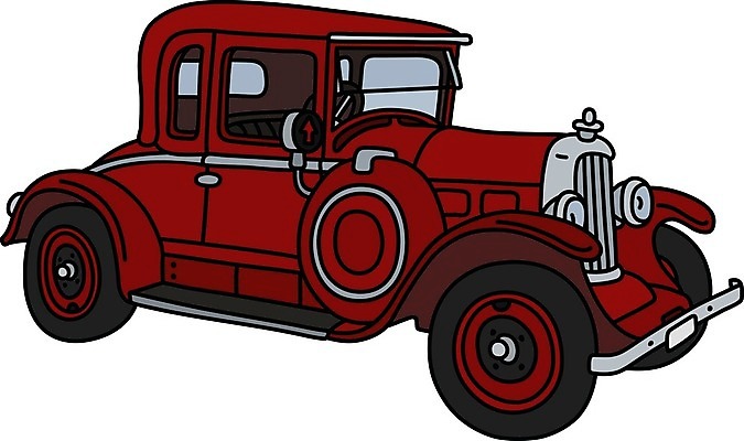 EPS 해외이미지 일러스트 자동차 사람없음 빨간색 빈티지 클래식 복고 클래식카 해외일러스트 육상교통 컬러 컨셉 승용차 파일형식 벡터 이미지허브