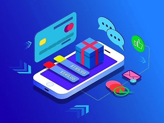 EPS 해외이미지 디자인 백그라운드 말풍선 일러스트 사람없음 파란색 스마트폰 3D 스크린 웹 신용카드 메시지 온라인쇼핑 모바일쇼핑 온라인 해외일러스트 컬러 인터넷 금융 핸드폰 스마트기기 쇼핑 디지털합성 파일형식 벡터 이미지허브