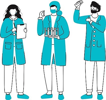 EPS 해외이미지 전신 여자 남자 과학 일러스트 미래 실험 들기 성인 세명 파란색 관찰 기록 실험복 약병 연구원 시험관 서류판 시험관대 성인만 해외일러스트 직업 컬러 컨셉 모션 실험기구 사람 약 사무용품 가운 병_담는 파일형식 벡터 이미지허브