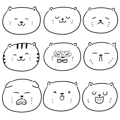 EPS 해외이미지 동물 디자인 행복 선 일러스트 아이디어 미소 그래픽 장식 반려동물 세트 고양이 그리기 낙서 만화 수줍음 스케치 수집 심볼 라인아트 오브젝트 그림 클립 심플 코믹 손그림 해외일러스트 감정 컨셉 포유류 모션 표정 미술 파일형식 벡터 이미지허브