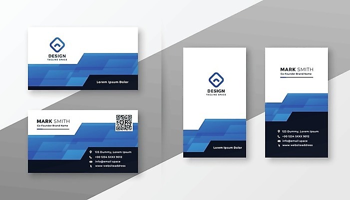 EPS 해외이미지 템플릿 비즈니스 명함 명함템플릿 사람없음 파란색 세트 QR코드 브랜딩 컬러 파일형식 벡터 이미지허브