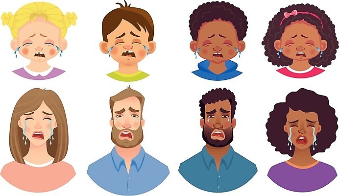 EPS 해외이미지 여자 남자 감정 어린이 인물캐릭터 일러스트 표정 소년 여러명 상반신 성인 세트 슬픔 울음 눈물 해외일러스트 일러캐릭터 캐릭터 다수 사람 파일형식 벡터 이미지허브