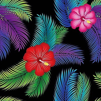 EPS 해외이미지 식물 꽃 잎 꽃무늬 패턴 일러스트 벽지 검은배경 추상 열대 손바닥 미술 초록색 컬러풀 유행 어둠 벚꽃 직물 인쇄 열대우림 질감 하와이 공상 고립 이국적 파라다이스 하와이인 히비스커스 해외일러스트 외국인 손 컬러 백그라운드 무늬 문화예술 검은색 미국 숲 파일형식 벡터 이미지허브