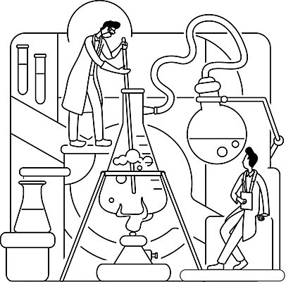 EPS 해외이미지 전신 남자 과학 일러스트 미래 실험 서기 들기 앉기 성인 두명 거품 관찰 실험복 연구원 라인아트 시험관 비커 삼각플라스크 알코올램프 섞기 성인남자만 해외일러스트 직업 선 컨셉 모션 실험기구 사람 가운 플라스크 남자만 성인만 파일형식 벡터 이미지허브