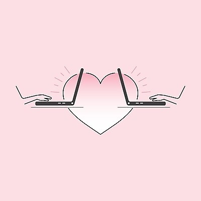 EPS 해외이미지 모양 라이프스타일 손 디자인 커플 분홍색 백그라운드 컨셉 인터넷 데이트 일러스트 통신 관계 추상 거리 함께함 발렌타인데이 사랑 일상 그래픽 노트북 컴퓨터 하트 타이핑 플랫 달콤 연결 심볼 사인 윤곽 온라인 유지 고립 소셜미디어 엘리먼트 해외일러스트 감정 컬러 무늬 데이이벤트 라이프 생활 신체부위 전자제품 맛 파일형식 벡터 이미지허브