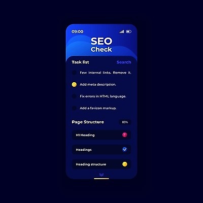 EPS 해외이미지 디자인 일러스트 모바일 사람없음 스마트폰 디지털 스크린 플랫 어플리케이션 남색 레이아웃 SEO UI 인터페이스 목업 해외일러스트 컬러 정보기술 핸드폰 스마트기기 파일형식 벡터 이미지허브
