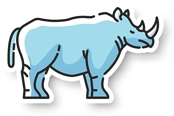 EPS 해외이미지 한마리 스티커 일러스트 사람없음 코뿔소 해외일러스트 1 포유류 파일형식 벡터 이미지허브