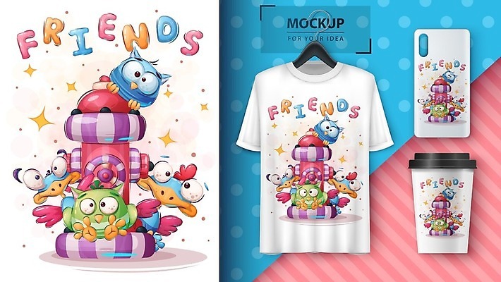 EPS 해외이미지 캐릭터 커피 티셔츠 일러스트 불 병아리 사람없음 컵 반려동물 치킨 만화 그림 부엉이 목업 해외일러스트 일러캐릭터 자연요소 동물 식기 음료 셔츠 조류 닭고기요리 파일형식 벡터 이미지허브