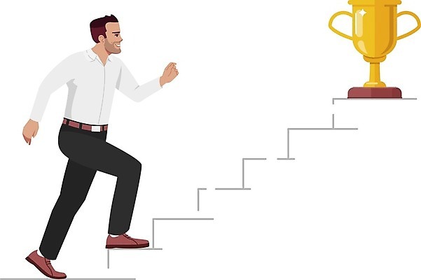 EPS 해외이미지 전신 남자 컨셉 일러스트 비즈니스 성공 한명 성인 계단 성장 비즈니스맨 트로피 오르기 골 성인남자한명만 해외일러스트 1 모션 사람 직장인 상_우승 남자한명만 성인남자만 파일형식 벡터 이미지허브