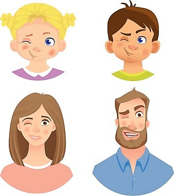 EPS 해외이미지 여자 남자 감정 어린이 인물캐릭터 일러스트 표정 윙크 소년 여러명 상반신 성인 세트 해외일러스트 일러캐릭터 캐릭터 다수 사람 파일형식 벡터 이미지허브