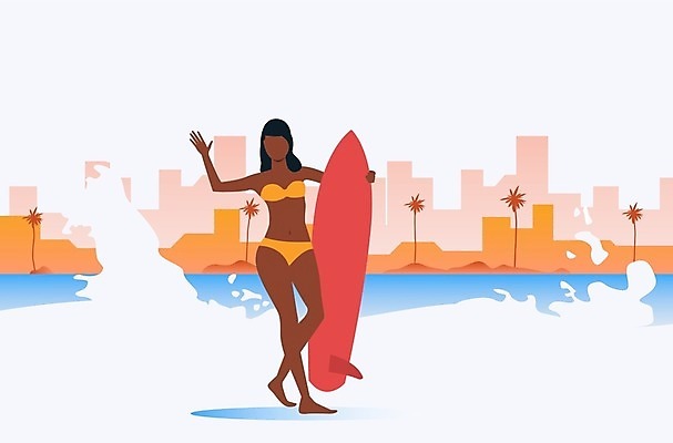 EPS 해외이미지 전신 여자 수영복 파도 포즈 흑인 일러스트 휴가 한명 들기 성인 손들기 주황색 도시 서핑보드 서핑 서퍼 성인여자한명만 해외일러스트 서양인 1 옷 바다 컬러 모션 운동선수 사람 수상스포츠 보드_스포츠 여자한명만 성인여자만 파일형식 벡터 이미지허브