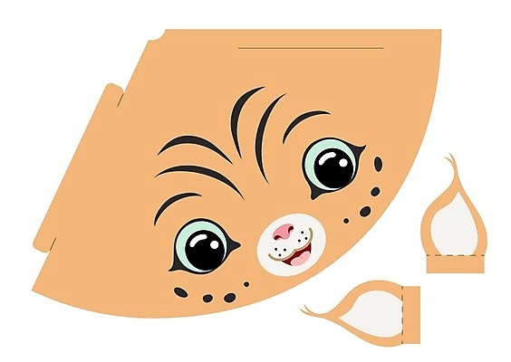 EPS 해외이미지 행복 일러스트 사람없음 계획 종이접기 원뿔 DIY 스라소니 전개도 해외일러스트 도형 감정 종이 컨셉 포유류 취미 접기 파일형식 벡터 동물 모션 이미지허브