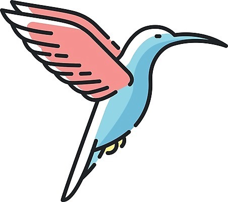 EPS 해외이미지 일러스트 사람없음 파란색 귀여움 플랫 벌새 해외일러스트 컬러 컨셉 파일형식 벡터 이미지허브