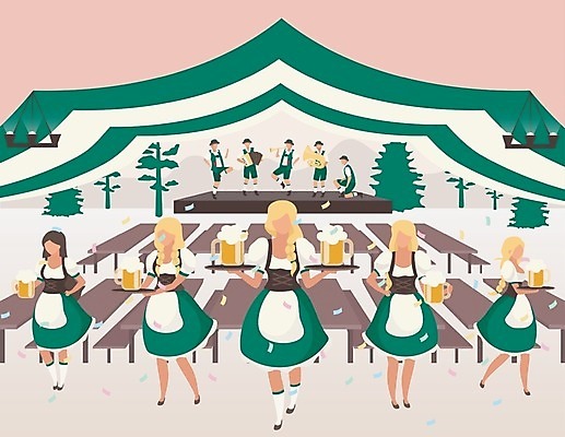 EPS 해외이미지 캐릭터 전통 디자인 여자 문화 음료 일러스트 서브 맥주 텐트 이벤트 여러명 파티 축제 콘서트 공연 음악가 축하 플랫 만화 웨이터 심플 서빙 공평 10월 뮌헨 뮤지컬 엘리먼트 옥토버페스트 전국 바이에른 바이에른사람 해외일러스트 일러캐릭터 직업 음악 다수 컨셉 주류 독일 캠핑도구 사람 날짜 파일형식 벡터 이미지허브