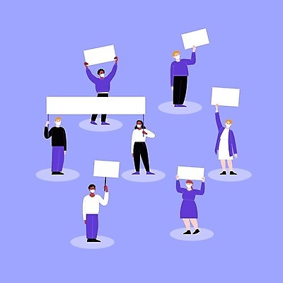 EPS 해외이미지 배너 여자 남자 종이 포즈 이동 일러스트 노동자 함께함 사람 방 자유 분노 잡기 그룹 플랫 바이러스 보호 민주주의 반대 혁명 고립 소셜 스트라이크 시범 운동가 위기 전염병 정치 집회 항의 해외일러스트 직업 감정 컨셉 모션 질병 파일형식 벡터 이미지허브