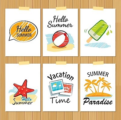 EPS 해외이미지 영어 포스터 섬 말풍선 일러스트 아이스크림 불가사리 사람없음 세트 야자수 비치볼 테이프 해외일러스트 나무 문자 공 문구용품 디저트 극피동물 바캉스용품 파일형식 벡터 이미지허브