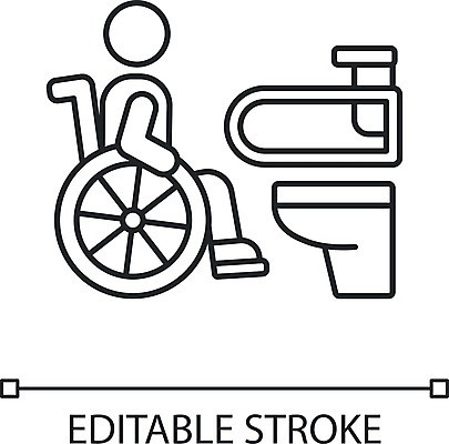 EPS 해외이미지 디자인 선 벽 컨셉 일러스트 주택 미술 픽토그램 웹 방 욕실 플랫 위생 장애인 심볼 사인 휠체어 화장실 그림 심플 윤곽 롤 변기 일반 편리함 장애 고립 변기통 보유 얇은 위생관리 지원 해외일러스트 인터넷 문화예술 관리 건물 파일형식 벡터 이미지허브