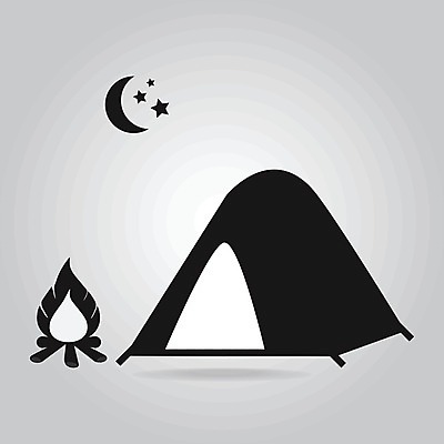 EPS 해외이미지 일러스트 텐트 사람없음 달 모닥불 해외일러스트 자연요소 불 캠핑도구 파일형식 벡터 이미지허브