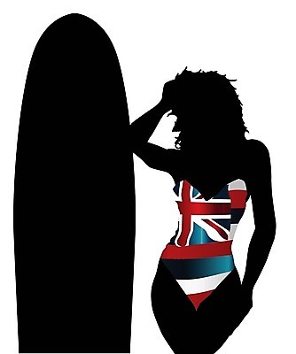 EPS 해외이미지 여자 수영복 실루엣 포즈 일러스트 한명 서기 상반신 성인 여름 검은색 서핑보드 서핑 국기 하와이 성인여자한명만 해외일러스트 1 옷 계절 컬러 모션 촬영기법 사람 미국 수상스포츠 보드_스포츠 여자한명만 성인여자만 파일형식 벡터 이미지허브