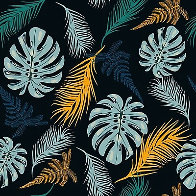 EPS 해외이미지 패턴 일러스트 사람없음 검은색 패턴백그라운드 야자수잎 몬스테라 열대잎 보테니컬아트 트로피컬아트 해외일러스트 식물 컬러 백그라운드 잎 무늬 그림 파일형식 벡터 이미지허브