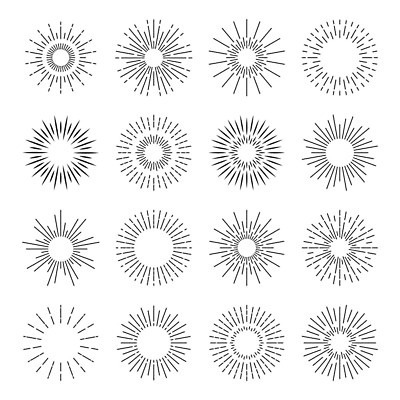 EPS 해외이미지 디자인 선 백그라운드 일러스트 폭죽 사람없음 빛 세트 원형 방사형 스타일 효과 썬버스트 해외일러스트 도형 파일형식 벡터 이미지허브
