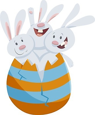 EPS 해외이미지 동물캐릭터 일러스트 세마리 사람없음 토끼 균열 부활절계란 깨짐 나오기 해외일러스트 일러캐릭터 동물 캐릭터 컨셉 포유류 모션 부활절 3 반려동물 계란 파일형식 벡터 이미지허브