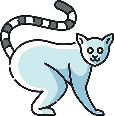 EPS 해외이미지 하늘색 일러스트 사람없음 귀여움 플랫 여우원숭이 해외일러스트 컨셉 파란색 원숭이 파일형식 벡터 이미지허브