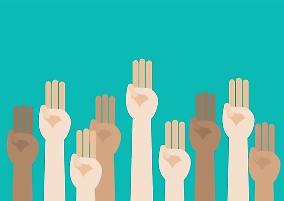 EPS 해외이미지 손 디자인 배너 캠페인 컨셉 일러스트 비즈니스 손가락 학교 3 사람 힘 자유 그룹 만화 투표 선거 민주주의 충돌 심볼 사인 경례 반항 혁명 공격적 소셜 스트라이크 운동가 위기 이슈 집회 필승 항의 해외일러스트 교육 모션 신체부위 인사 우승 파일형식 벡터 이미지허브