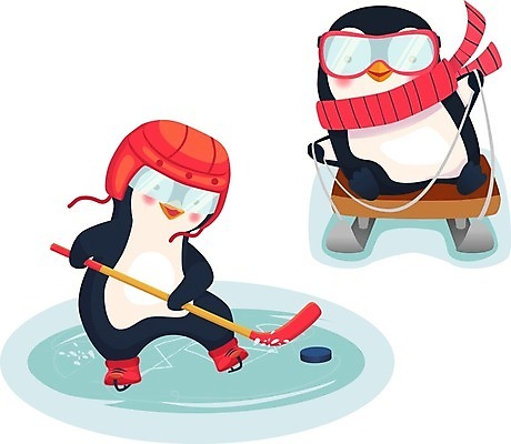 EPS 해외이미지 캐릭터 스포츠 겨울 일러스트 놀이 사람없음 경쟁 게임 막대기 펭귄 썰매 하키 썰매타기 퍽 플레이어 해외일러스트 일러캐릭터 계절 컨셉 조류 구기 전통놀이 하키용품 파일형식 벡터 이미지허브