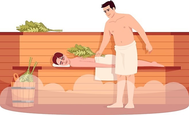 EPS 해외이미지 여자 남자 일러스트 따뜻함 성인 두명 스파 마사지 수증기 사우나 바디케어 성인만 해외일러스트 사람 파일형식 벡터 이미지허브