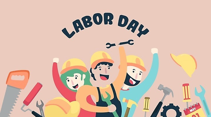 EPS 해외이미지 여자 남자 일러스트 노동자 작업복 웃음 들기 상반신 성인 세명 손들기 달력 스패너 망치 안전모 톱니바퀴 롤러 톱 근로자의날 성인만 해외일러스트 직업 옷 기념일 모션 표정 사람 공구 헬멧 안전장비 파일형식 벡터 이미지허브