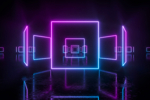 포토 JPG 해외이미지 백그라운드 추상 사람없음 그래픽 반사 3D 정사각형 네온 해외포토 도형 무늬 디지털합성 파일형식 이미지허브