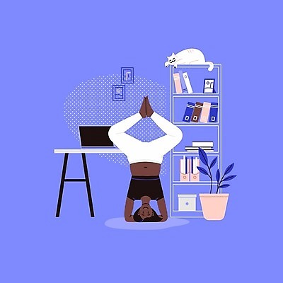 EPS 해외이미지 전신 한마리 라이프스타일 여자 화분 일러스트 요가 책장 한명 성인 일상 파란색 노트북 반려동물 고양이 요가자세 물구나무 책상 요가복 성인여자한명만 반려묘 홈요가 해외일러스트 동물 1 웰빙 컬러 포즈 가구 포유류 모션 사람 라이프 생활 전자제품 운동복 여자한명만 성인여자만 파일형식 벡터 홈트레이닝 이미지허브