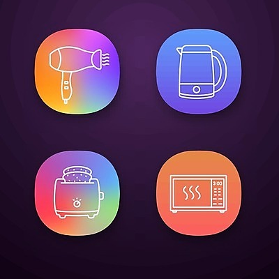 EPS 해외이미지 일러스트 사람없음 전자제품 전자레인지 커피포트 드라이어 전기포트 토스트기 해외일러스트 주전자 가전제품 미용용품 레인지 파일형식 벡터 이미지허브