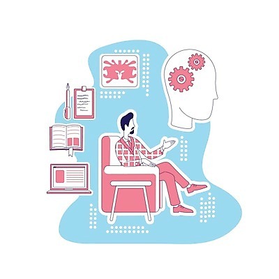 EPS 해외이미지 전신 남자 분홍색 하늘색 일러스트 비즈니스 한명 앉기 성인 책 노트북 소파 볼펜 손내밀기 라인아트 얼굴모양 톱니바퀴 성인남자한명만 심리치료 해외일러스트 모양 1 얼굴 선 컬러 의자 모션 사람 손짓 치료 파란색 전자제품 펜 심리 남자한명만 성인남자만 파일형식 벡터 이미지허브