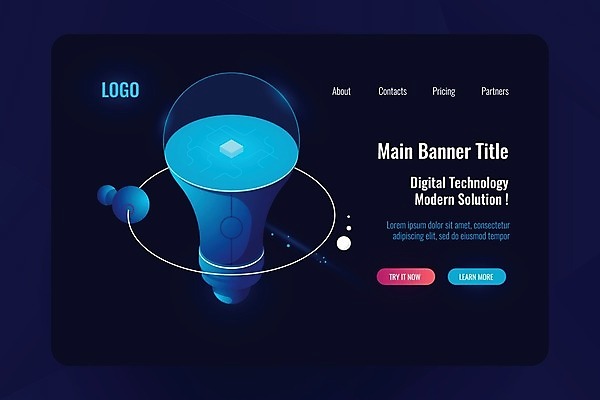 EPS 해외이미지 일러스트 전구 사람없음 디지털 행성 과학기술 남색 스마트 궤도 아이소메트릭 공전 AI_인공지능 해외일러스트 컬러 컨셉 기술 우주 지구과학 파일형식 벡터 이미지허브