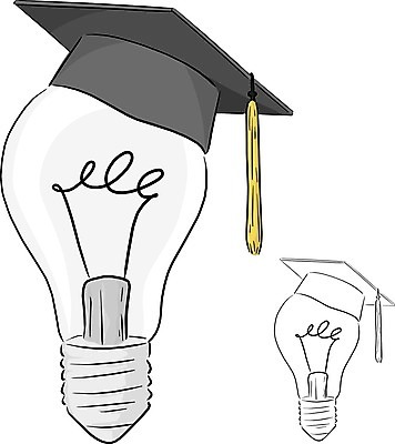 EPS 해외이미지 일러스트 학사모 전구 졸업 아이디어 사람없음 해외일러스트 모자_잡화 교육 컨셉 파일형식 벡터 이미지허브