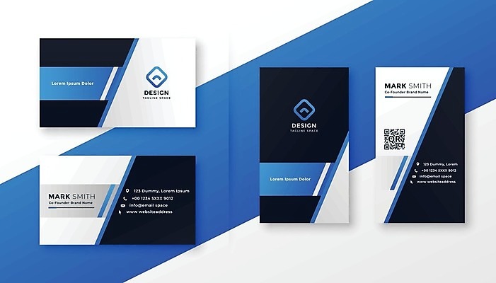 EPS 해외이미지 템플릿 비즈니스 명함 명함템플릿 사람없음 파란색 세트 QR코드 브랜딩 컬러 파일형식 벡터 이미지허브