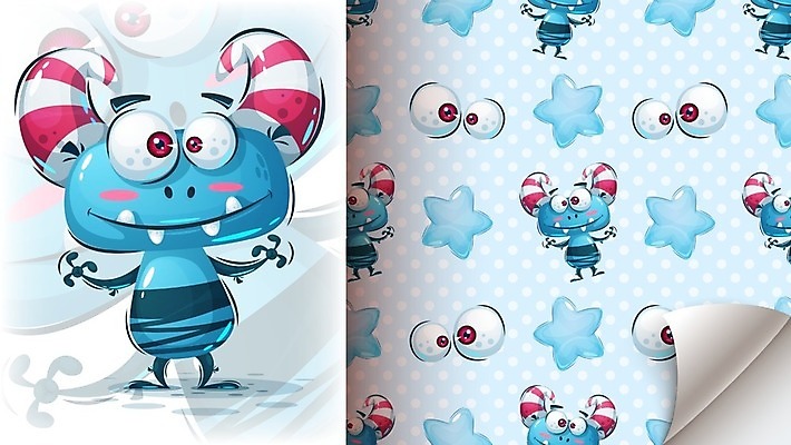 EPS 해외이미지 별 패턴 일러스트 사람없음 귀여움 몬스터 호러캐릭터 해외일러스트 일러캐릭터 자연요소 캐릭터 컨셉 무늬 파일형식 벡터 이미지허브