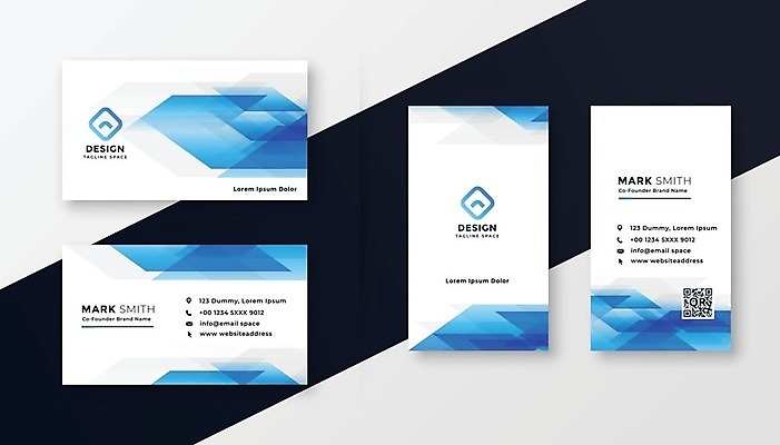 EPS 해외이미지 템플릿 비즈니스 명함 명함템플릿 사람없음 파란색 세트 QR코드 브랜딩 컬러 파일형식 벡터 이미지허브