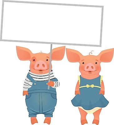 EPS 해외이미지 커플 원피스 두마리 일러스트 들기 사람없음 귀여움 돼지 표지판 멜빵바지 돼지캐릭터 해외일러스트 옷 동물캐릭터 컨셉 2 바지 포유류 관계 모션 알림판 멜빵 파일형식 벡터 이미지허브
