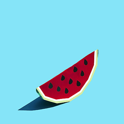 포토 JPG 해외이미지 종이 수박 실내 그림자 사람없음 페이퍼아트 오브젝트 종이공예 파란배경 수박조각 해외포토 조각 백그라운드 과일 내부 파란색 공예 파일형식 이미지허브