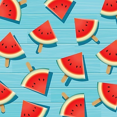EPS 해외이미지 조각 하늘색 백그라운드 패턴 일러스트 단면 수박 사람없음 빨간색 나무막대기 해외일러스트 컬러 무늬 과일 파란색 막대기 파일형식 벡터 이미지허브