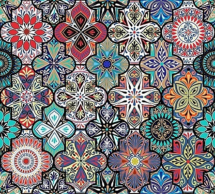 EPS 해외이미지 디자인 벽 백그라운드 꽃무늬 패턴 오렌지 일러스트 바닥 동양인 장식 빨간색 초록색 컬러풀 유행 수확 직물 도자기 화려 고급 이슬람교 인도인 타일 질감 정사각형 동쪽 만다라 복잡 아랍어 옛날 특별함 히피 스타일 해외일러스트 도형 외국인 꽃 종교 컬러 컨셉 무늬 농업 과일 인종 방향 파일형식 벡터 이미지허브