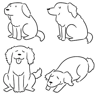 EPS 해외이미지 동물 캐릭터 선 일러스트 아이디어 털 서기 앉기 그래픽 장식 반려동물 세트 달리기 잠 그리기 개 골든리트리버 강아지 낙서 만화 스케치 수집 심볼 라인아트 사인 그림 꼬리 클립 심플 손그림 기르기 마스코트 해외일러스트 일러캐릭터 컨셉 포유류 모션 미술 리트리버 돌봄 파일형식 벡터 이미지허브