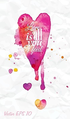 EPS 해외이미지 영어 일러스트 수채화 사랑 사람없음 하트 손그림 해외일러스트 모양 문자 감정 파일형식 벡터 이미지허브